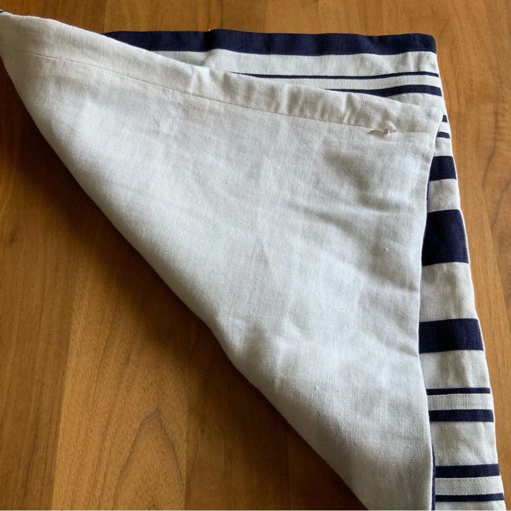 Williams Sonoma Navy and Off-White Stripe Pillow Cover 20 x 20 NIP No Tags